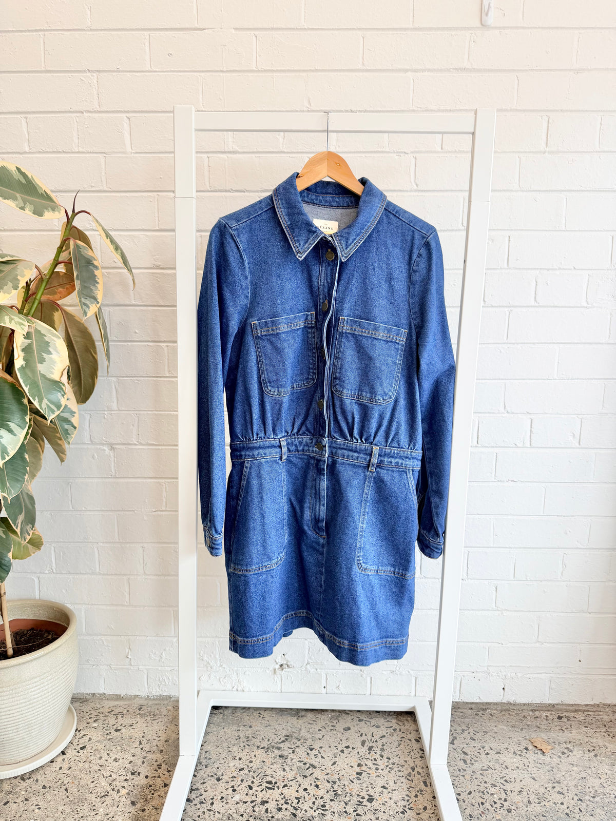 Sezane 'Shae' Denim Dress - Size 42 (AU 12-14)