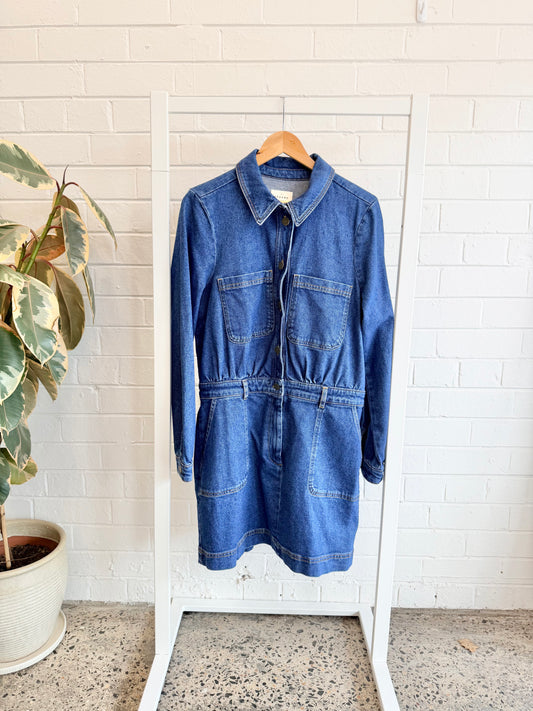 Sezane 'Shae' Denim Dress - Size 42 (AU 12-14)