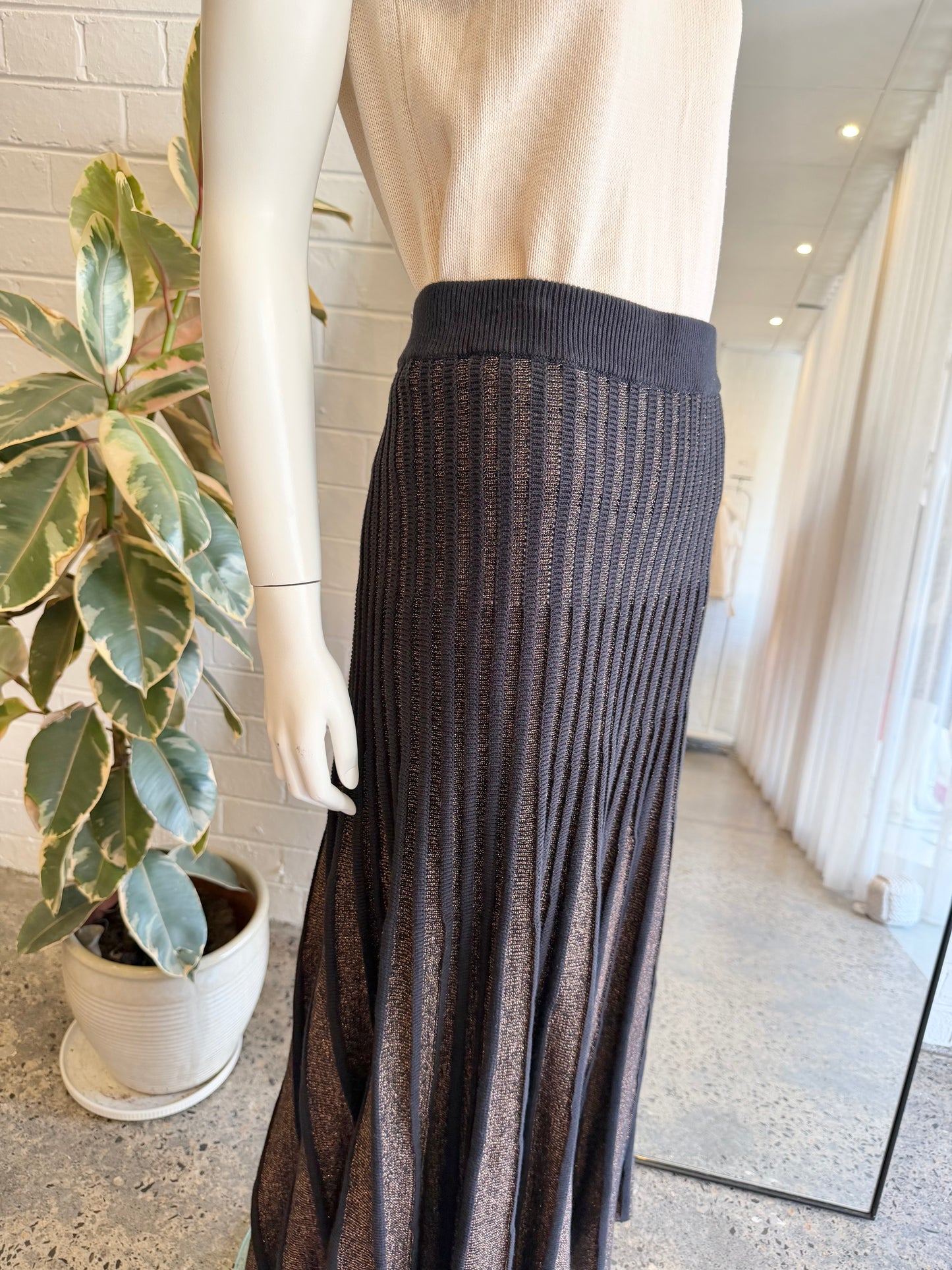 Elk Black and Copper Glittra Knit Maxi Skirt - Size XL/XXL