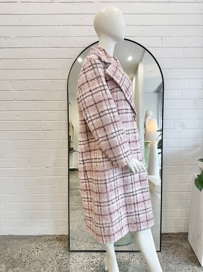 Sportscraft Mariana Check Coat in Pink – Size 12