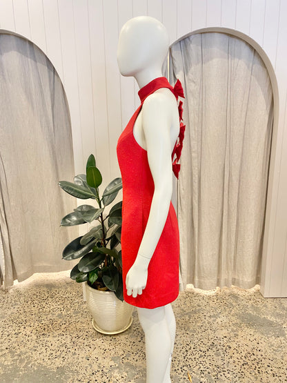 Rebecca Vallance Chiara Halter Mini Dress in Red - Size 8