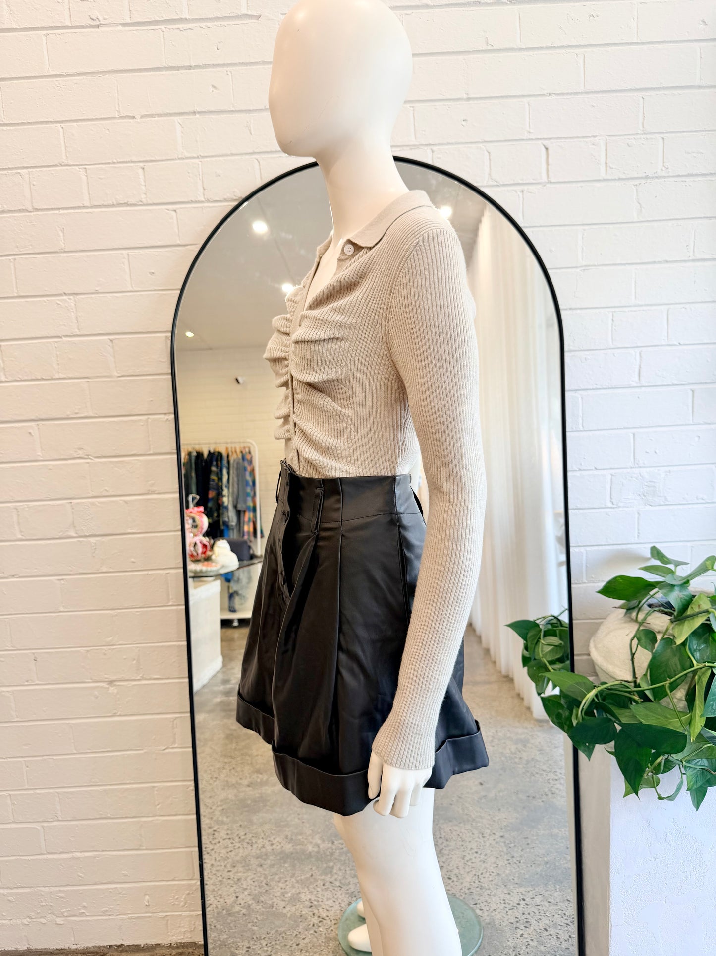 Misha Black Faux Leather Shorts - Size 10