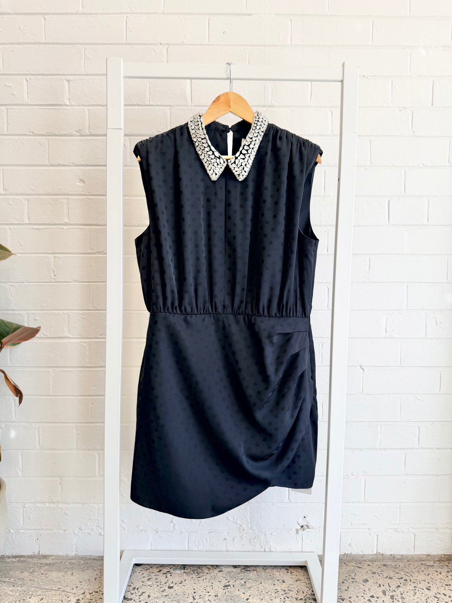 Rebecca Vallance Black Lorraine Collar Mini Dress - Size 16