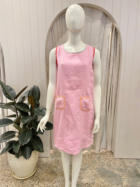 Alessandra Pink Linen Shift Dress - Size Small (8/10)