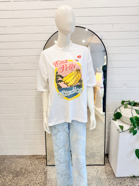 Ena Pelly Banana Tee in Vintage White - Size 8