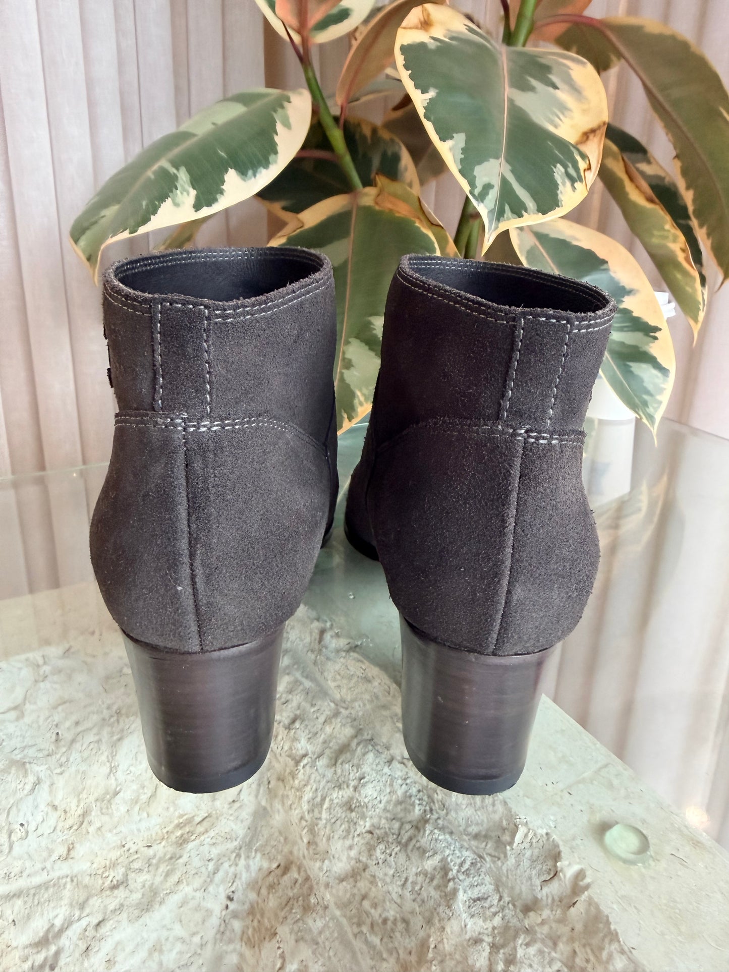 Chanel Dark Grey Suede Short Boots - Size 37