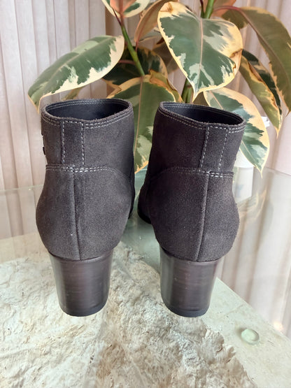 Chanel Dark Grey Suede Short Boots - Size 37