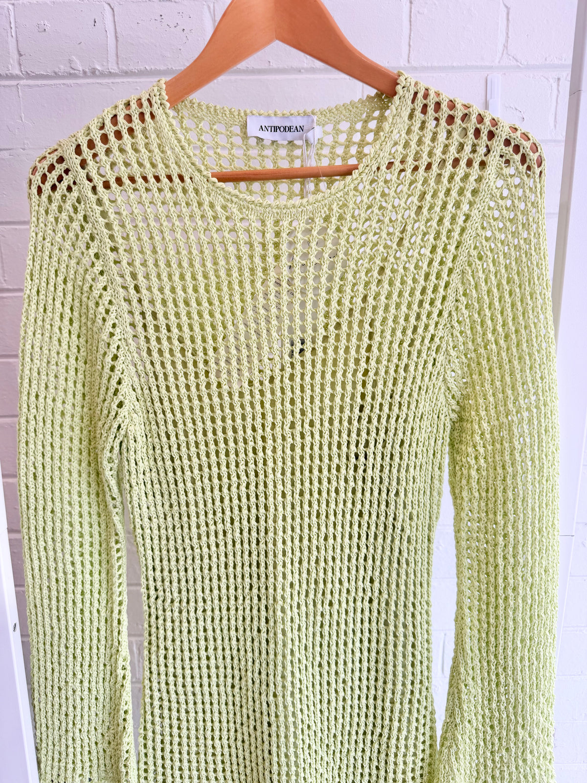 Antipodean Crochet Mini Dress in Melon - Size 8