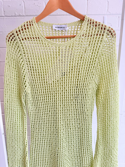 Antipodean Crochet Mini Dress in Melon - Size 8