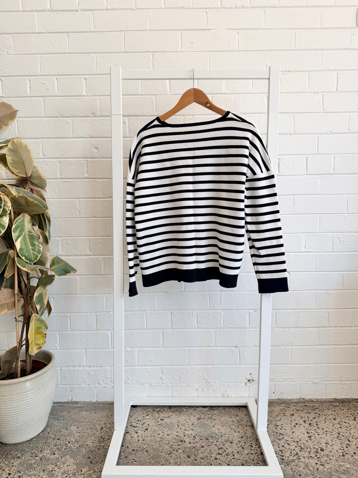 Kachel Black and White Stripe Crepe Top - Size L (12)