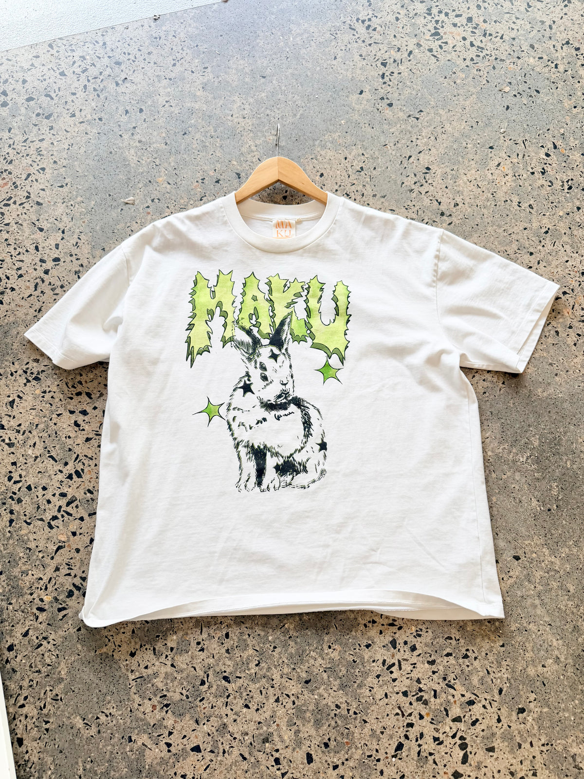 Maku White Bunny Oversized Tee - Size L (12)