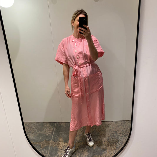 Oroton Foxglove Column Silk Dress in Pink - Size 8