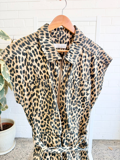 Sass and Bide Voyager Dreamer Tan Animal Print Playsuit - Size 40 (10)