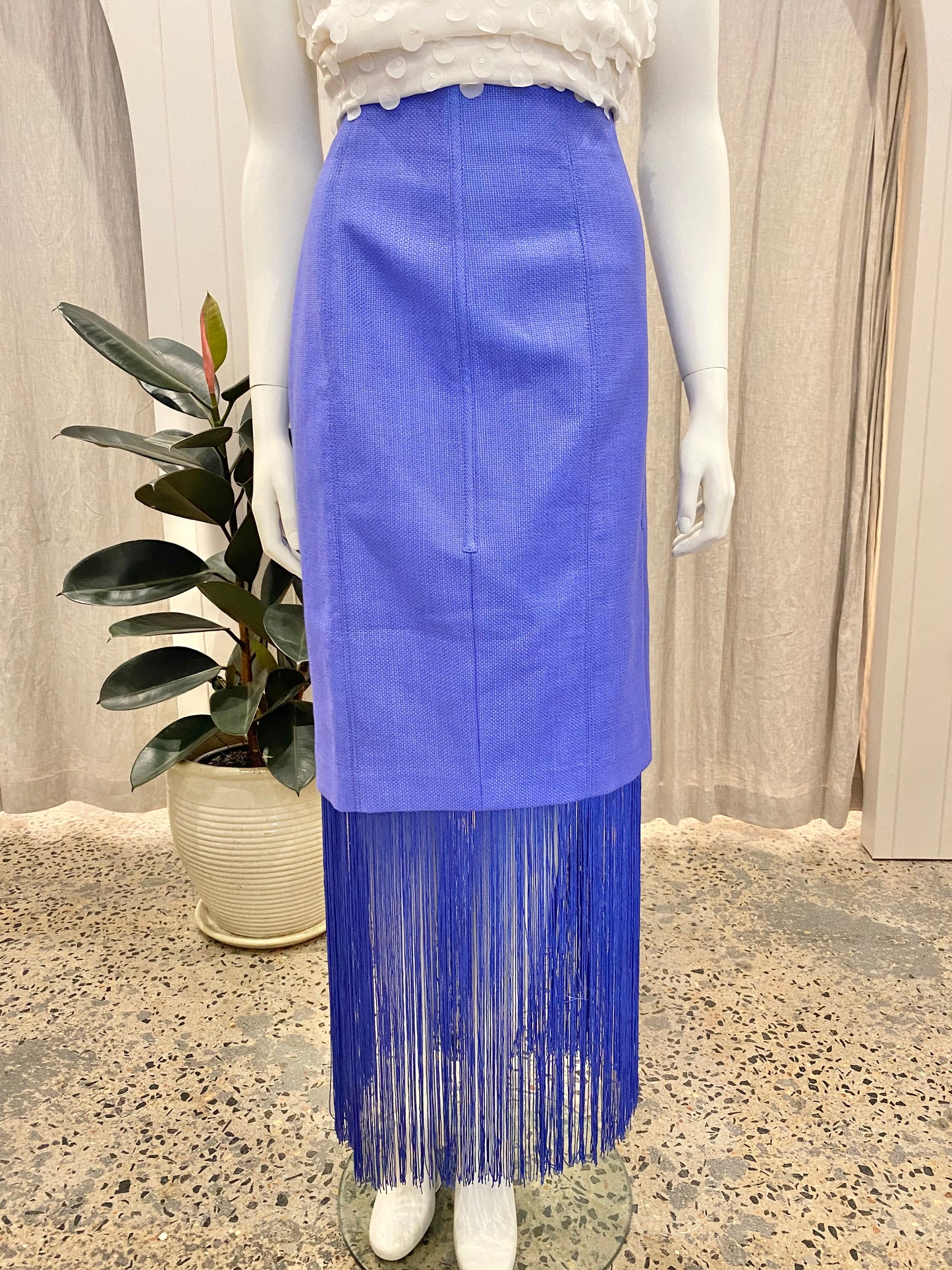 Country Road Cornflower Basket Weave Midi Skirt - Size 8