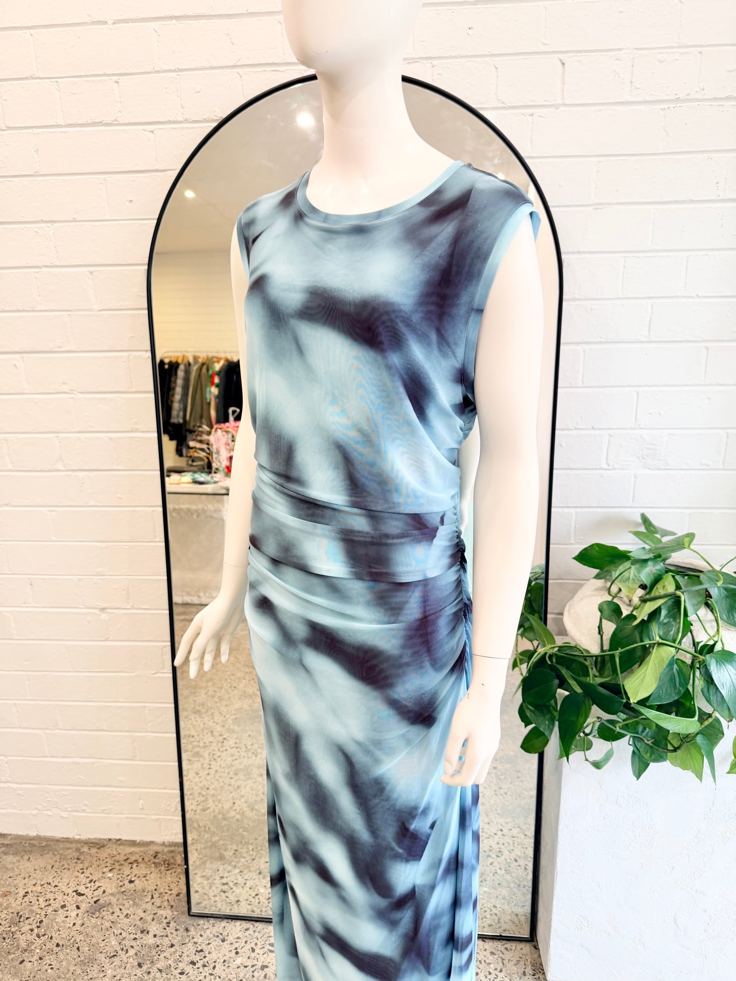 Witchery Glacier Print Mesh Midi Tank Dress - Size XXL (16 - 18)