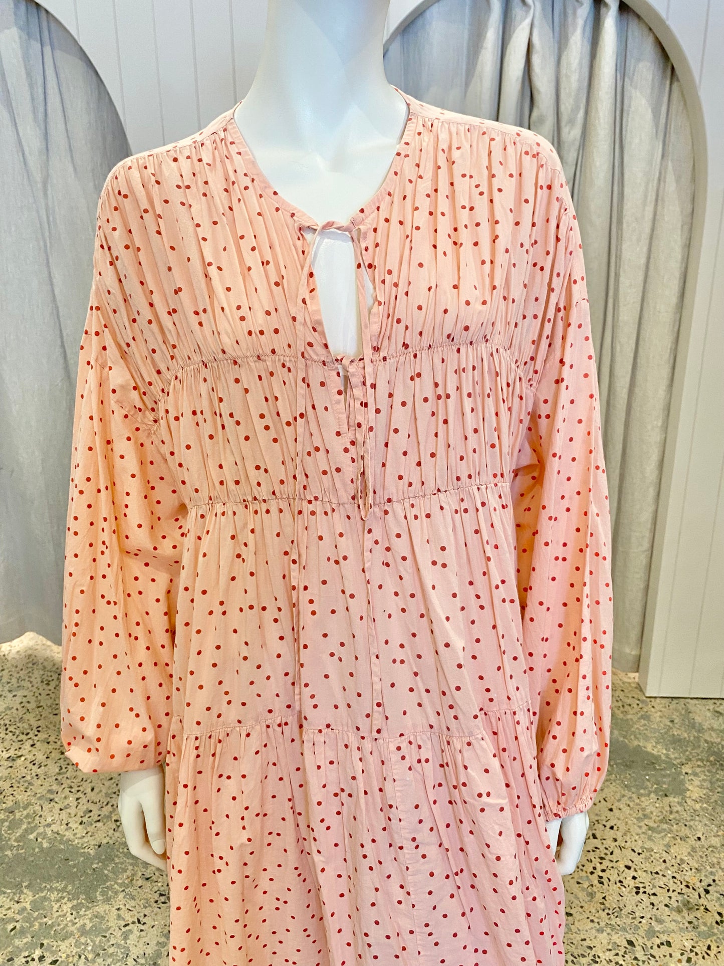 Zulu & Zephyr Coral Cotton Voluminous Dress - Size 12