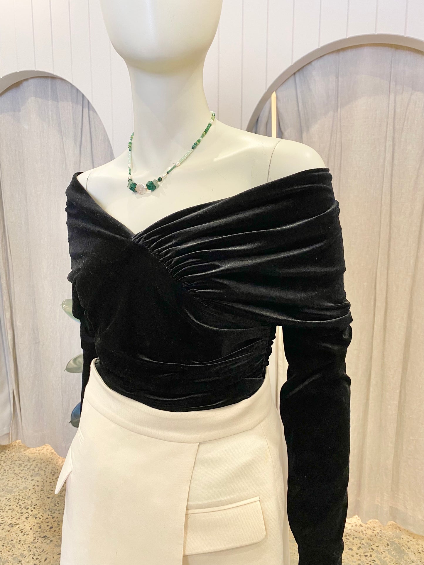 Country Road Black Velvet Bodysuit - Size S