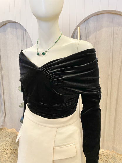 Country Road Black Velvet Bodysuit - Size S