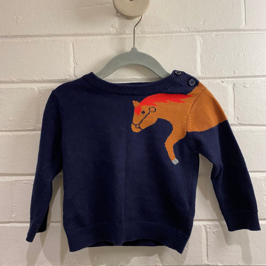 Jacardi Knit Jumper in Navy - Size 12m