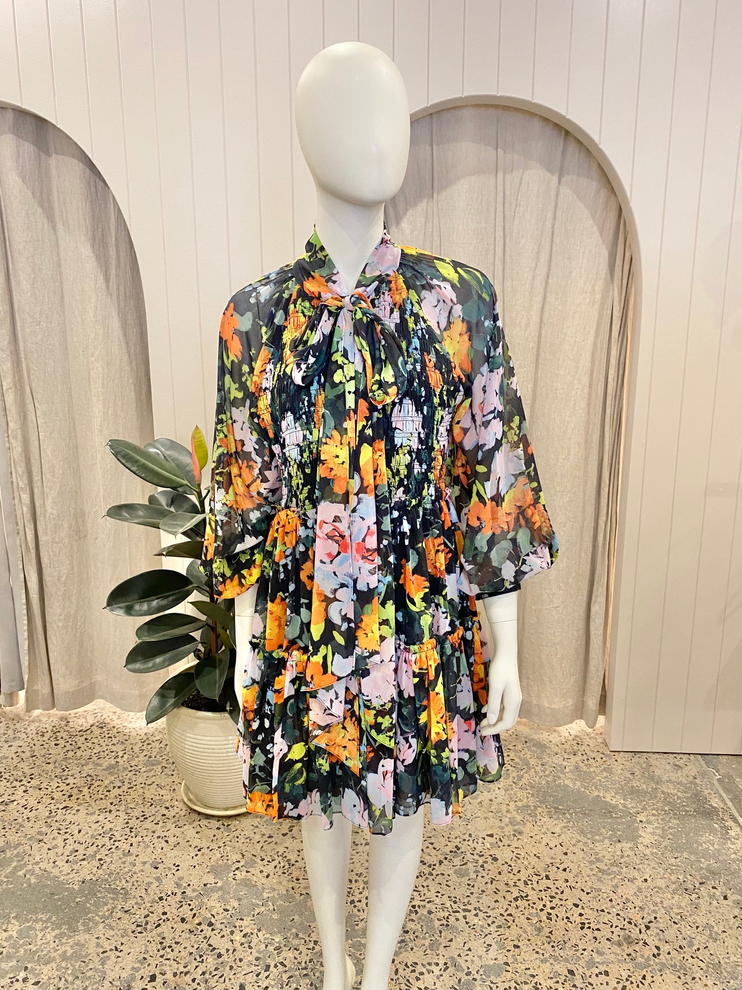 Aje Marlowe Shirred Mini Dress - Size 12