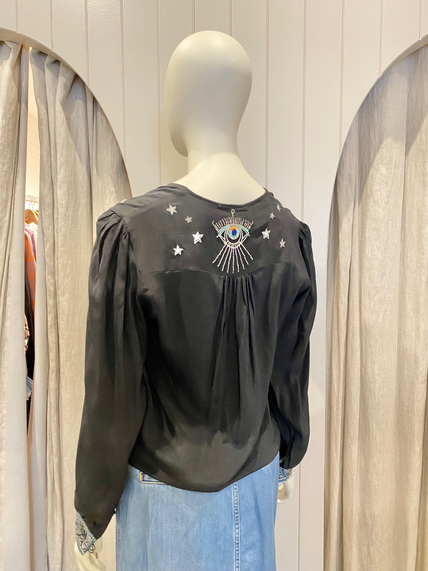 Camilla Black Astro Disco Button Down Blouse - Size XS (8/10)