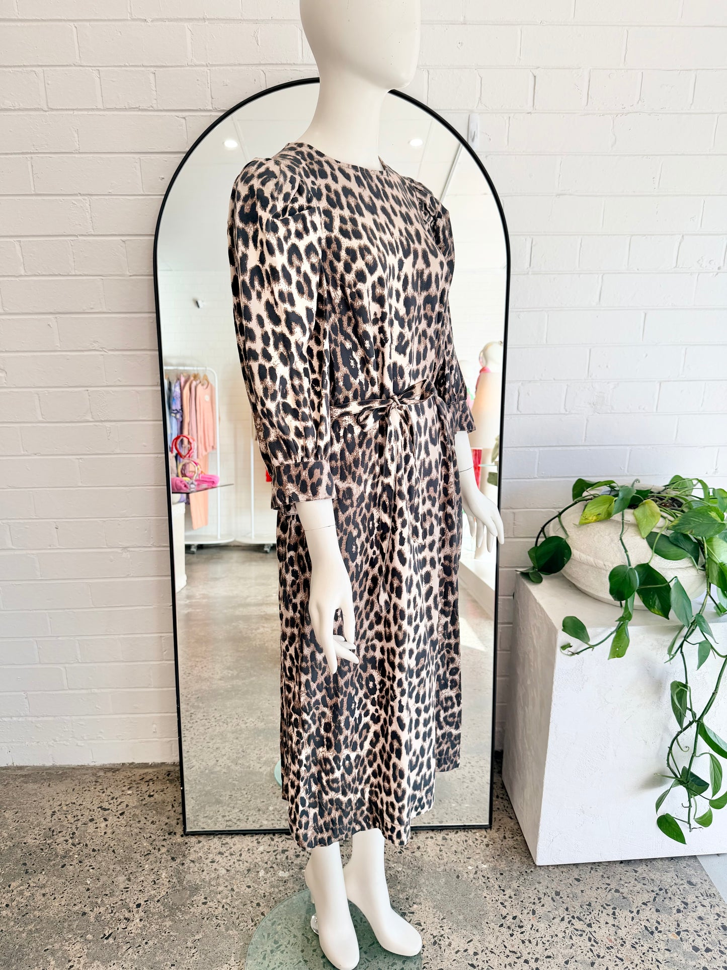 Baum Und Pferdgarten Brown Alya Leopard Print Midi Dress - Size 40 (12 - 14)