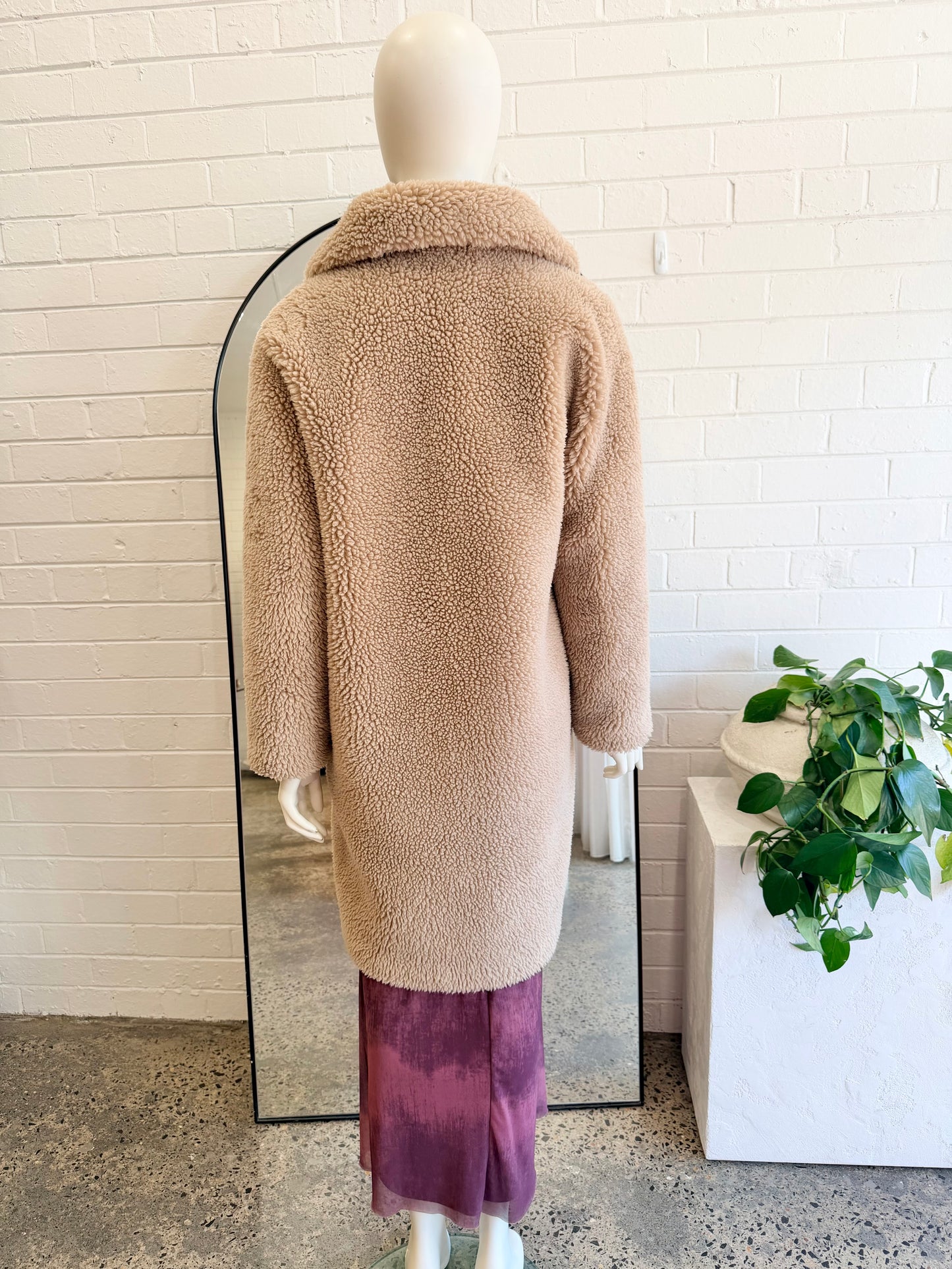 Friends With Frank Camel 'Harriet' Teddy Coat - Size XS (8-10)