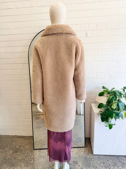 Friends With Frank Camel 'Harriet' Teddy Coat - Size XS (8-10)