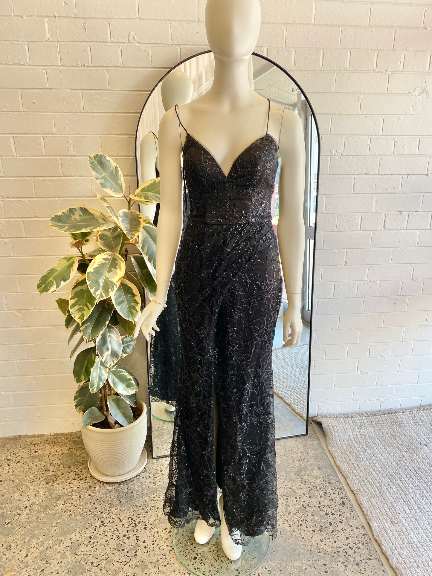 Bariano Black Glitter Maxi Dress - Size 6