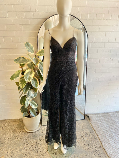 Bariano Black Glitter Maxi Dress - Size 6