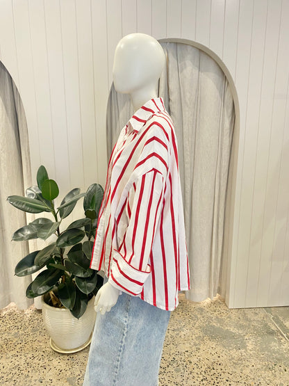 Elce Swin 'Reverie' Shirt in Red/White Stripe - Size 8-10