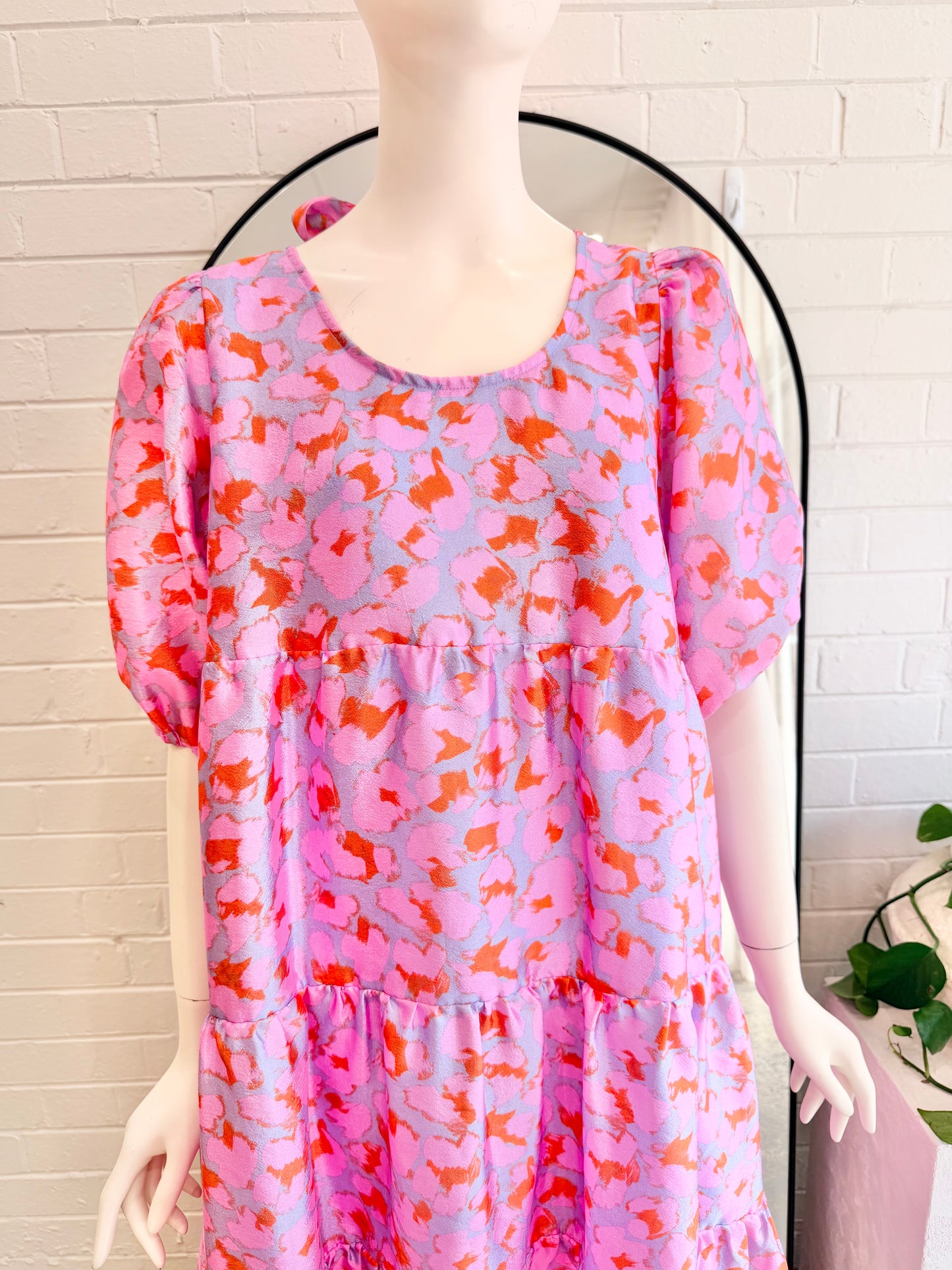 Cras Pink Lyracras Leopard Print Midi Dress - Size 38 (10/12)