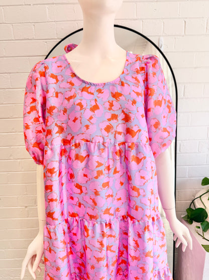 Cras Pink Lyracras Leopard Print Midi Dress - Size 38 (10/12)