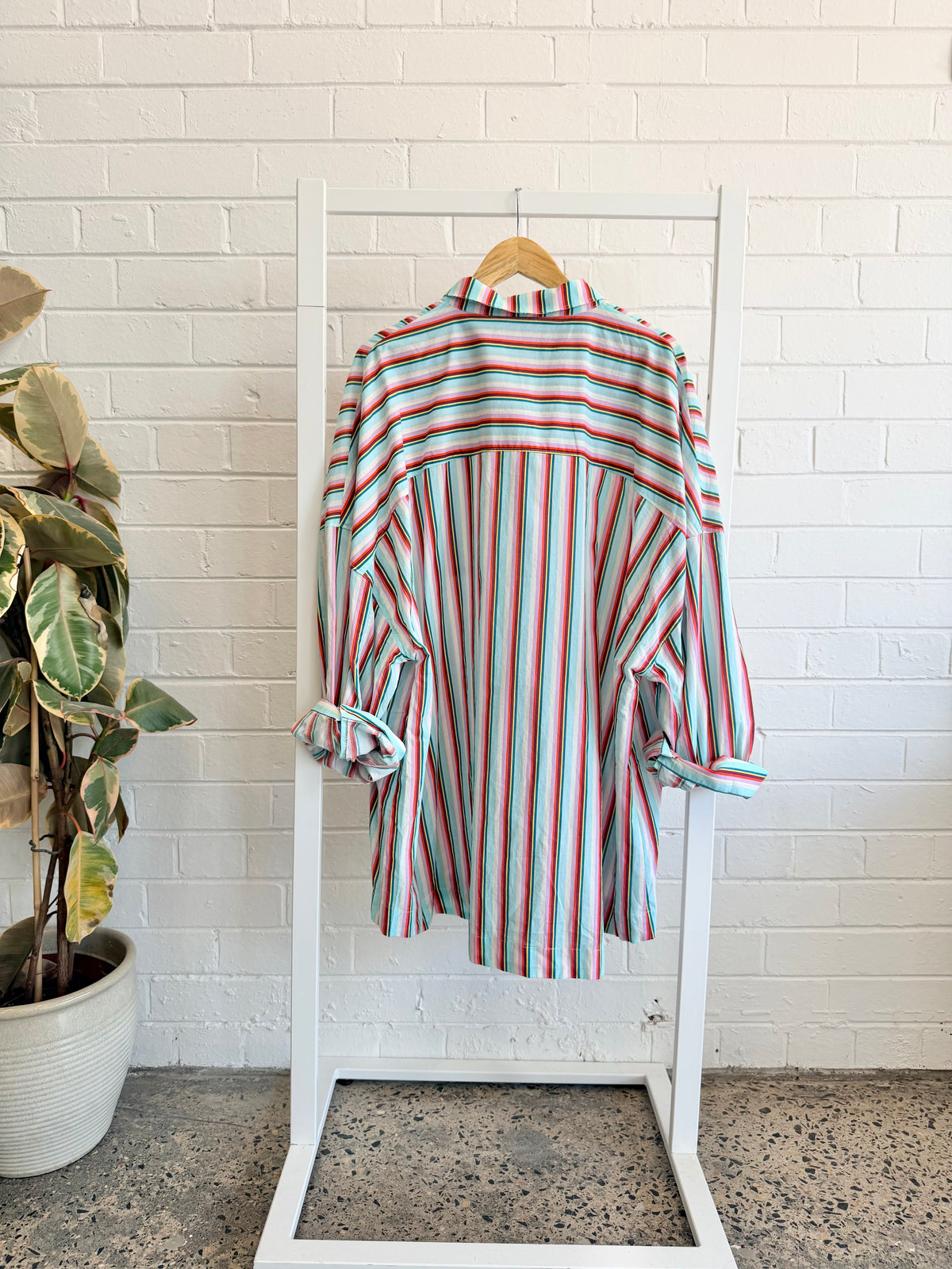 Bohemian Traders Multi Coloured Stripe Oversized Shirt - Size 2 (10 - 16)