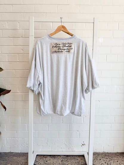 Acne Studios Grey Gathered Logo T-Shirt - Size L (12 - 14)