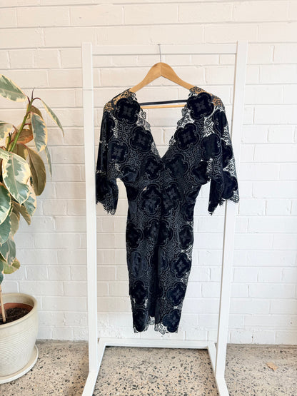 Bec and Bridge Black Lace Mini Dress - Size 8