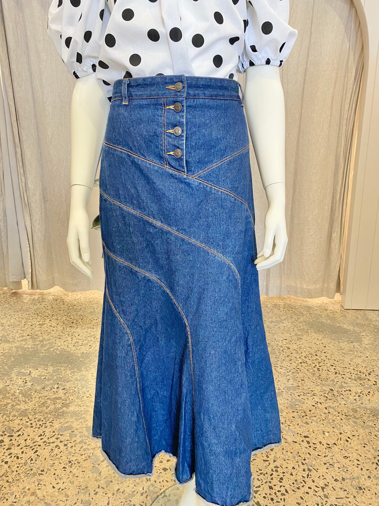 Shona Joy 'Emerson' Contour Denim Skirt - Size 14