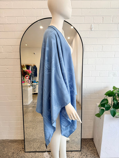 Hermes Blue New Libris Cashmere Scarf