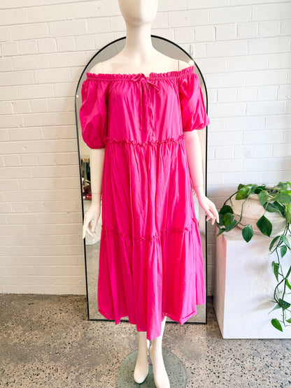 Steele Magenta Saffron Midi Dress - Size S (8 - 10) - Pre-Loved Geelong 1