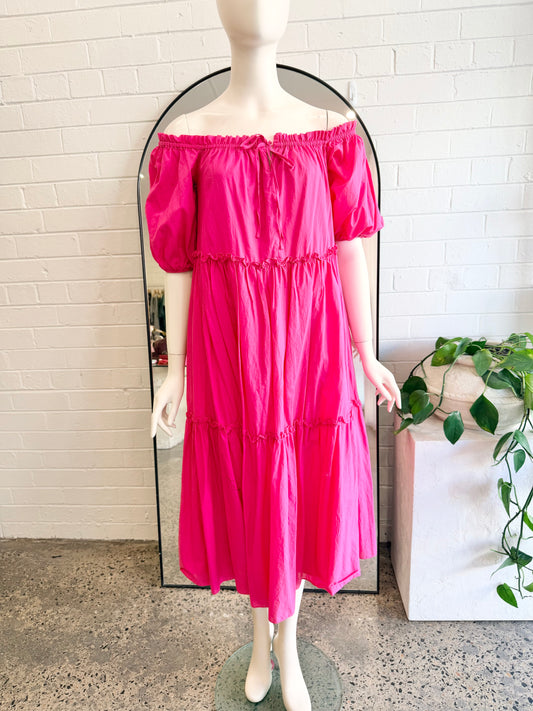 Steele Magenta Saffron Midi Dress - Size S (8 - 10) - Pre-Loved Geelong 1