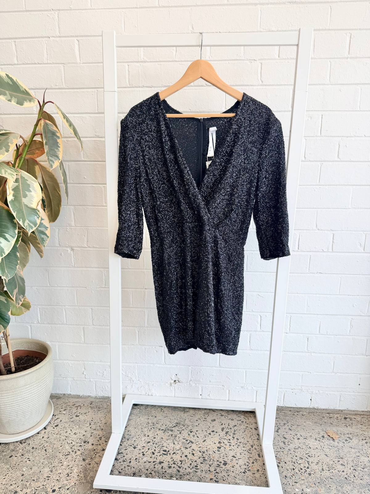 IRO Black Sequin Mini Dress - Size 40 (12)