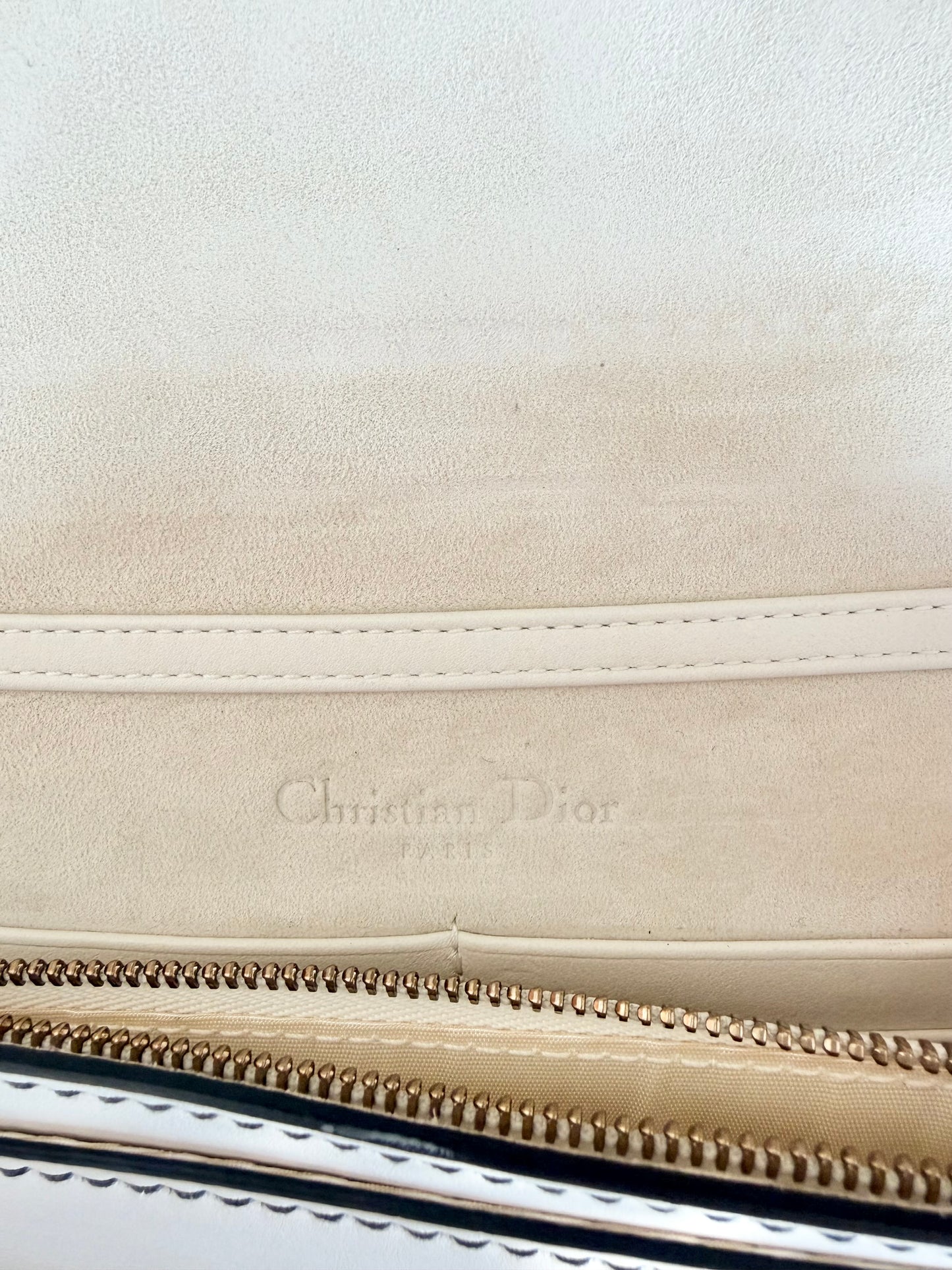 Christian Dior Latte Jadior Calfskin Pouch Wallet On Chain