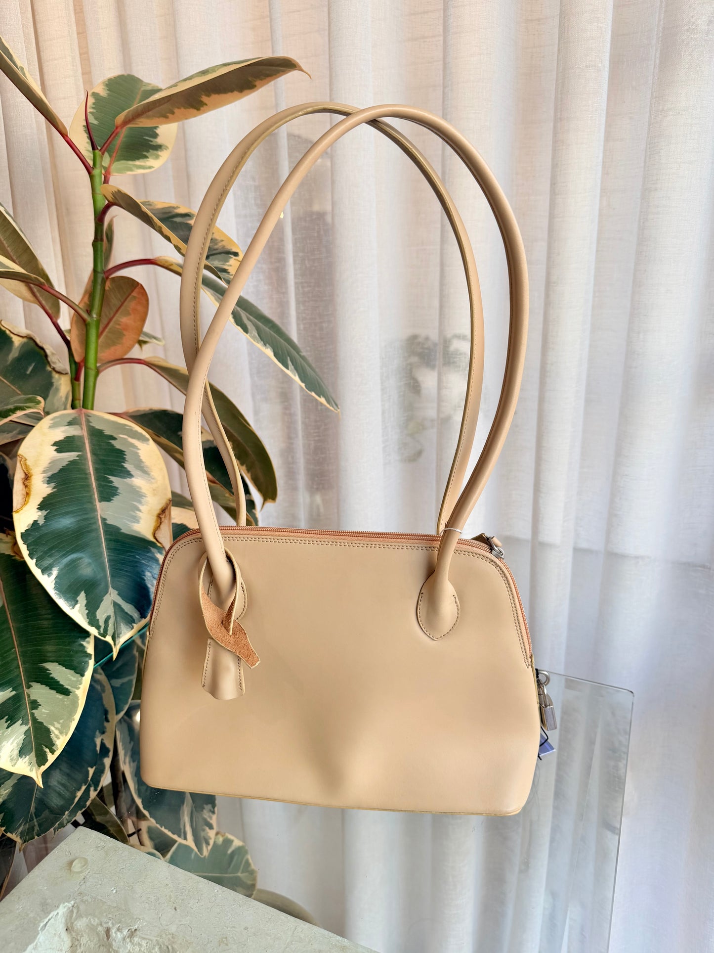 Milleni Camel Leather Shoulder Bag