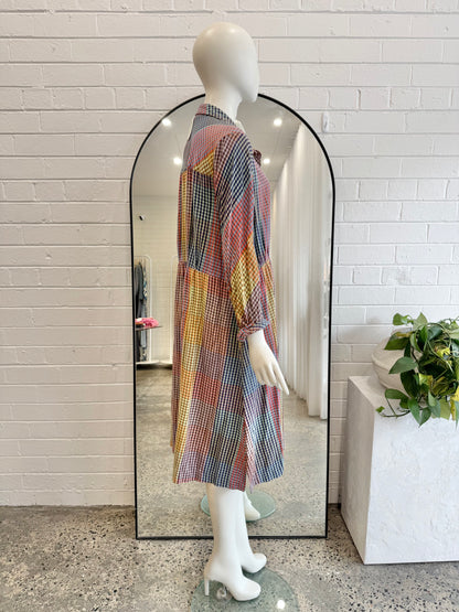Nancy Bird Artisian Plaid Midi Shirt Dress - Size XL (14 - 16)