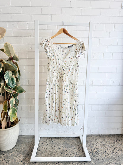The Kooples White Silk Bug Print Midi Dress - Size S (8)