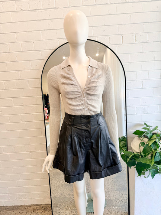 Misha Black Faux Leather Shorts - Size 10