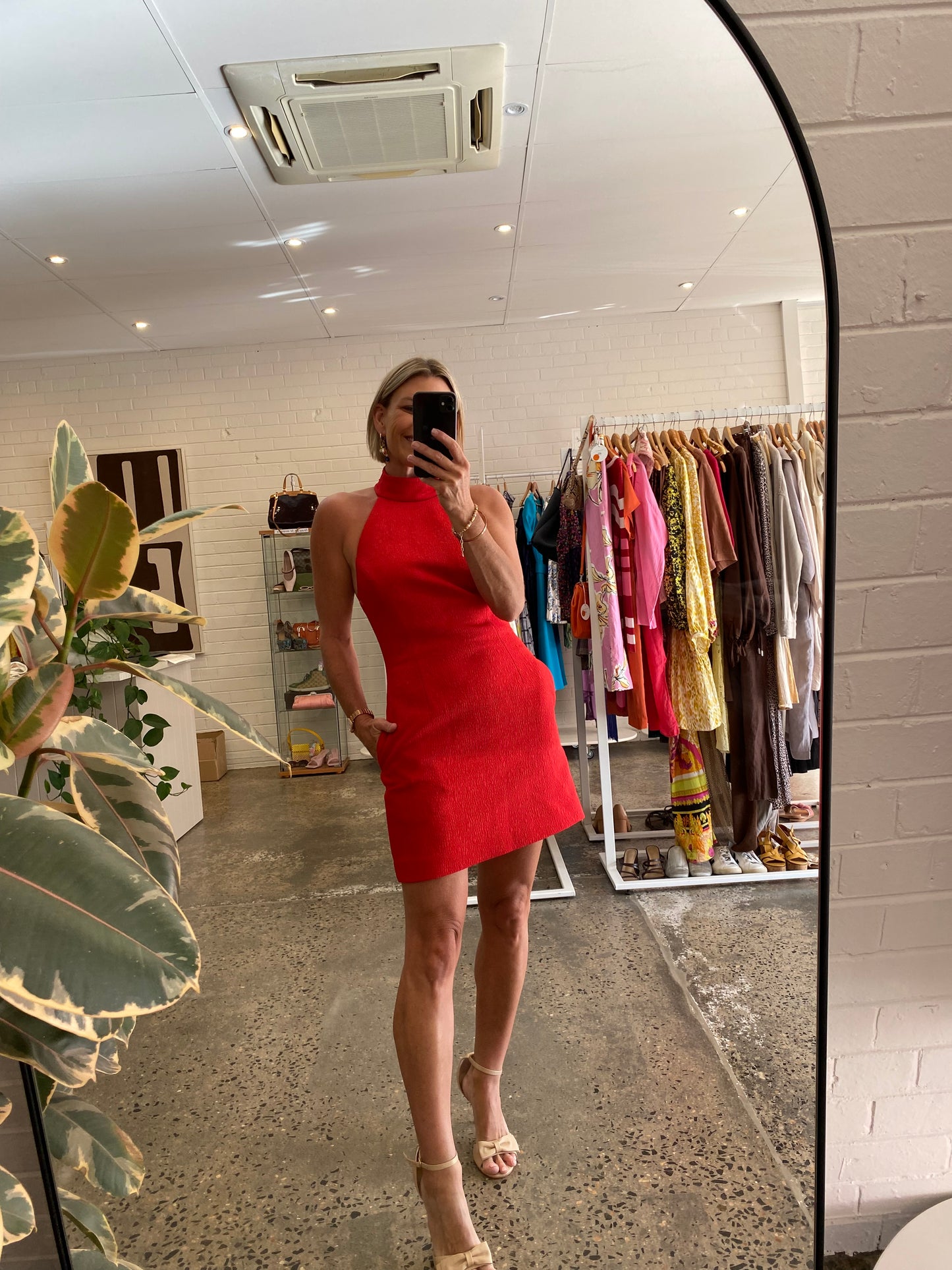 Rebecca Vallance Chiara Halter Mini Dress in Red - Size 8