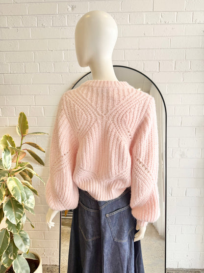 Steele Pink Balloon Sleeve Knit Jumper - Size S