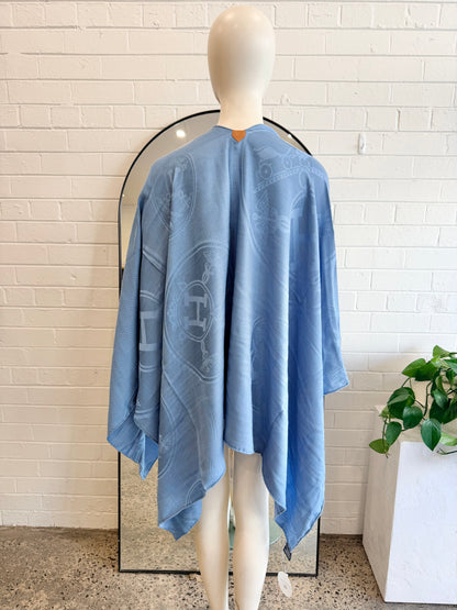 Hermes Blue New Libris Cashmere Scarf