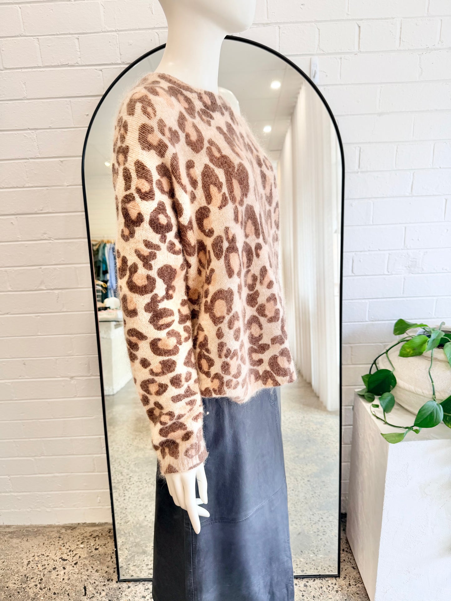 Sezane Leopard Print Knit Jumper - Size Large (14)
